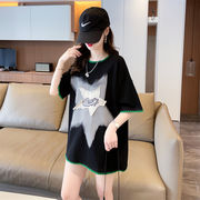 【予約220093】大きいサイズ春夏新作 韓国 レディース ファッション  Tシャツ ワンピースLL-4L