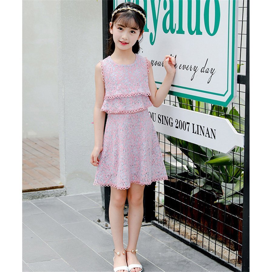 子供服 ワンピース ピンク 160 韓国子ども服 キッズ 女の子 夏 ノースリーブ フリル 子供ドレス 結婚式