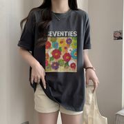 【予約220560】大きいサイズ春夏 韓国 カレッジ風 カジュアル Tシャツ ブラウス LL-4L