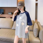 【予約220307】大きいサイズ春夏新作 韓国 レディース ファッション  Tシャツ ワンピースLL-4L