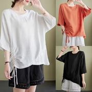 【予約220349】大きいサイズ春夏新作 韓国 レディース ファッション  Tシャツ ワンピースLL-4L