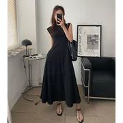 レディース服　ワンピース　ノースリーブ　Aラインワンピース　無地　ファション