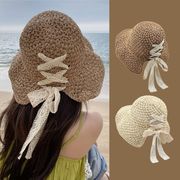 日本.韓国のファッション帽子 女性の麦わら帽子の夏の薄片通気性 編み物 バケットハット ビーチハット