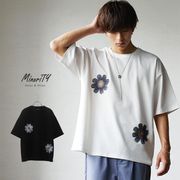 【2023年夏の新作】フラワー刺繍 半袖 クルーネックTシャツ／MinoriTY