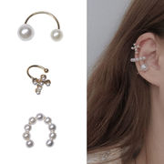 3 ピース/セット韓国のシンプル 気質セット真珠の耳骨クリップ イヤークリップ 耳穴なしの耳クリップ