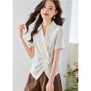 大人のキレイをお約束  レトロ デザインセンス レディース上着 半袖ブラウス スリム シャツ 新品