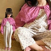 ★Girls★　子供サロペット　花柄　ロングパンツ　90~140cm 　韓国キッズファッション