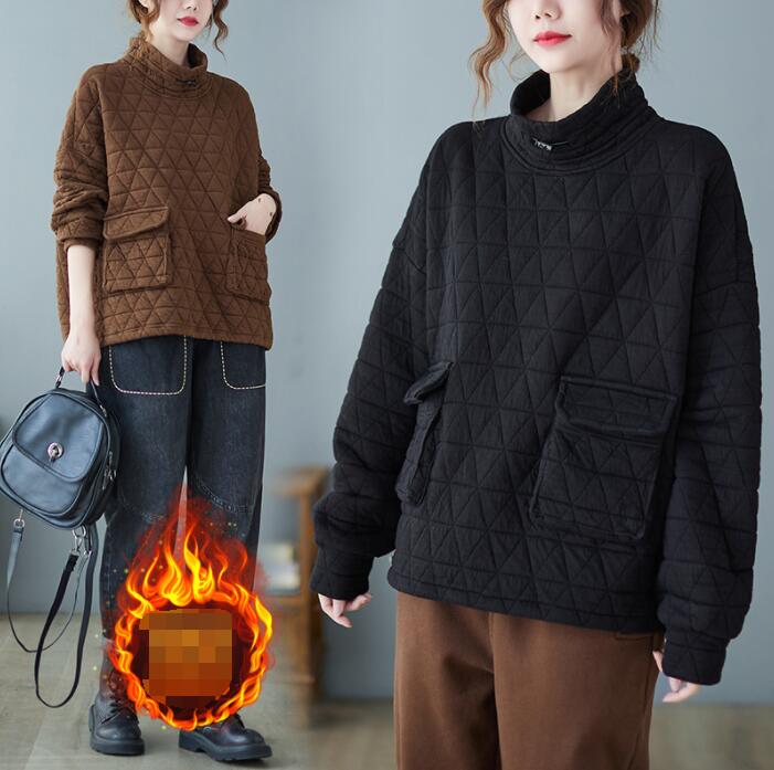 防寒性と防風性を強化するレトロなファッションの女性の綿パッド入りの服★L-2X