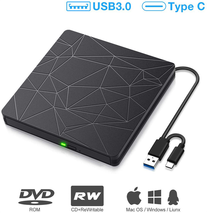DVDドライブ 外付けdvdドライブ 内蔵ケーブル付き USB3.0対応 ポータブルドライブ CD/DVDプレイヤー