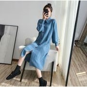 レディース　気質ワンピース　ファッション韓国風　　秋新作ニットワンピース