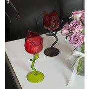レビュー続々 ワイングラス ブドウカクテル杯 赤いバラ 誕生日プレゼント ロマンチック バラグラス