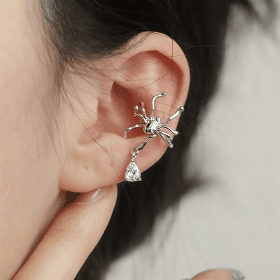 ハロウィン シルバーS925ポストEarrings Ear Cuff イヤーカフ 蜘蛛 韓国風耳飾り アレルギー対応