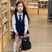 ★Girls★ 　韓国子供スクールセットアップ　子供シャツ＋ベスト＋ミニスカート　韓国子供ファッション