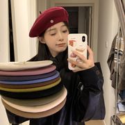 ベレー帽　レディース帽子　韓国ファッション　デザイン　ウール　シンプル　全8色