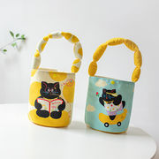 トートバッグ　帆布バッグ　猫柄　韓国ファッション　レディース　デザイン　2colors