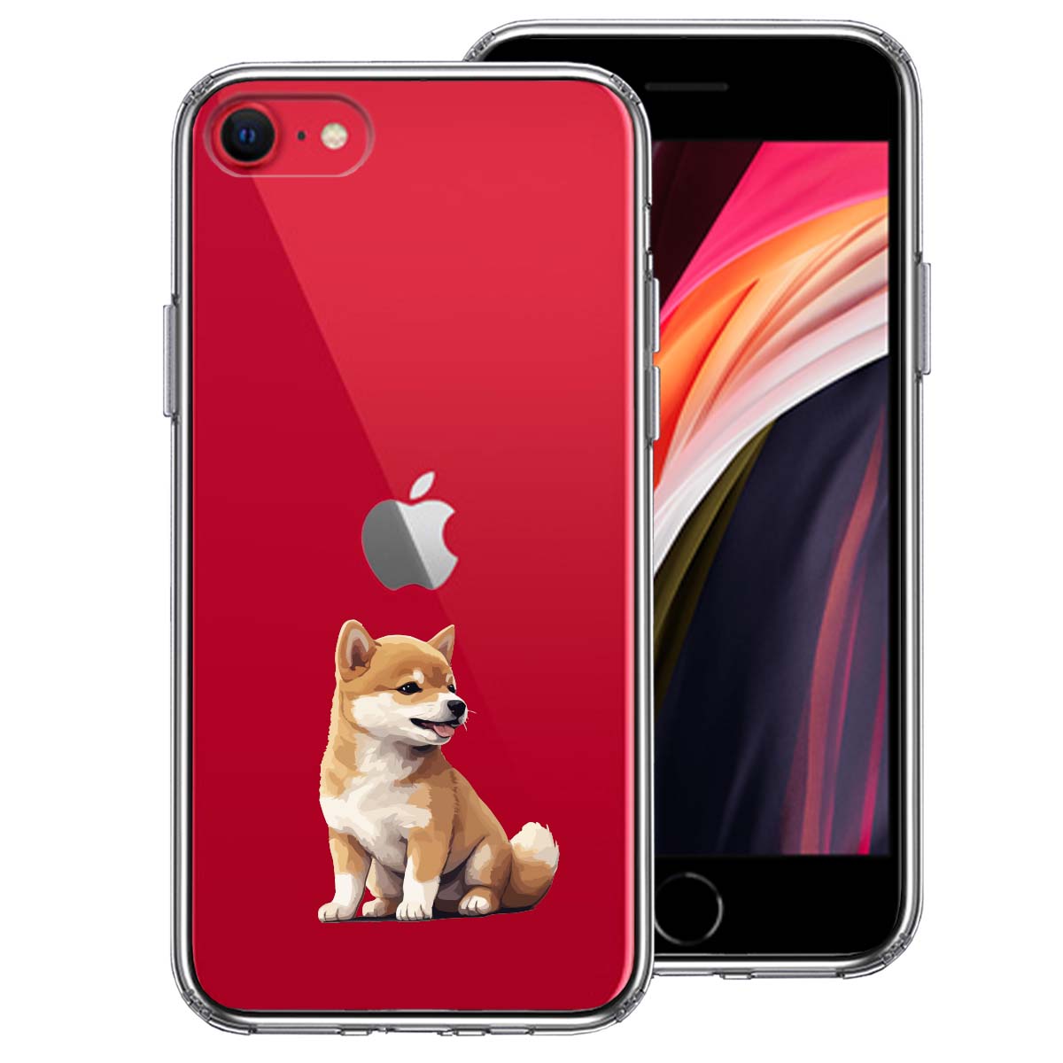 iPhoneSE(第3 第2世代) 側面ソフト 背面ハード ハイブリッド クリア ケース わんこ 柴犬 パピー