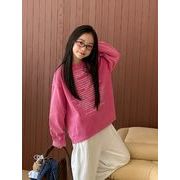 2025 秋新作  韓国風子供服  ベビー服   トップス  長袖  Tシャツ 女の子 おしゃれ  ピンク