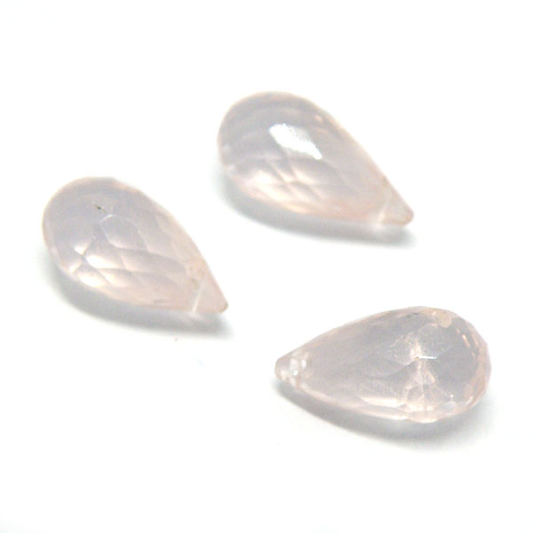 【在庫限り】天然石 ローズクォーツ(Rose quartz) ドロップパーツ/3pセット