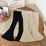 【2023秋新作】韓国風子供服 ベビー服 キッズ 女の子 ロングパンツ フレアニットパンツ