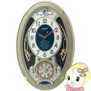 掛け時計 電波時計 アナログ 30曲 メロディ クリスタル 4MN541RH06 飾り付き 金色 スモールワールドウ・