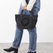 新作 2023AW【クーコ COOCO】SMILEY／ビーズ刺繍ナイロン風2WAYトートバッグ　2023秋冬