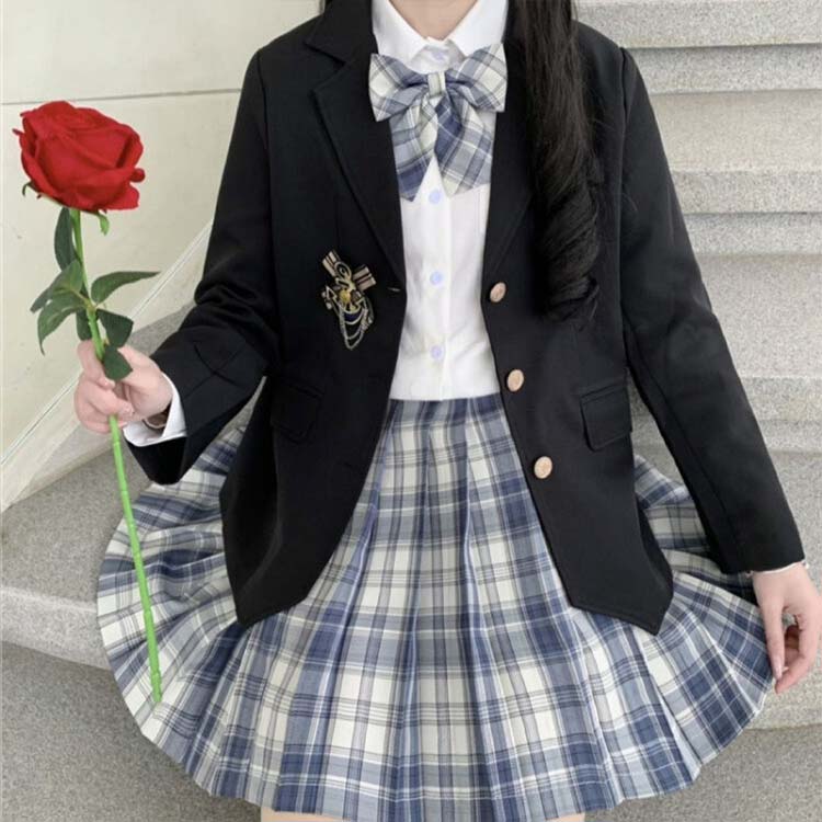 女子高生 制服 5点セット ブレザー スカート チェック柄 長袖 女子高生 制服 5点セット ブレザー スカート チェック柄 長袖