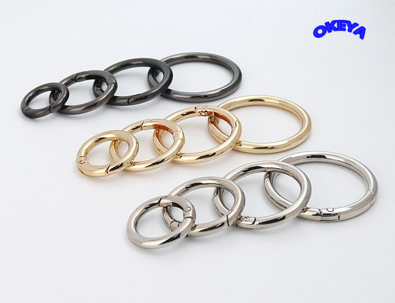 サークルカラビナ　ラウンドカラビナ　リングフック キーホルダー　アクセサリーパーツ 3色展開　8サイズ