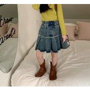韓国風子供服    キッズ服    女の子    デニム    スカート    100-160cm