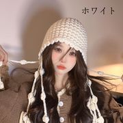 レディース帽子　ニットキャップ　リボン付き　韓国ファッション　秋冬　かわいい　全9色