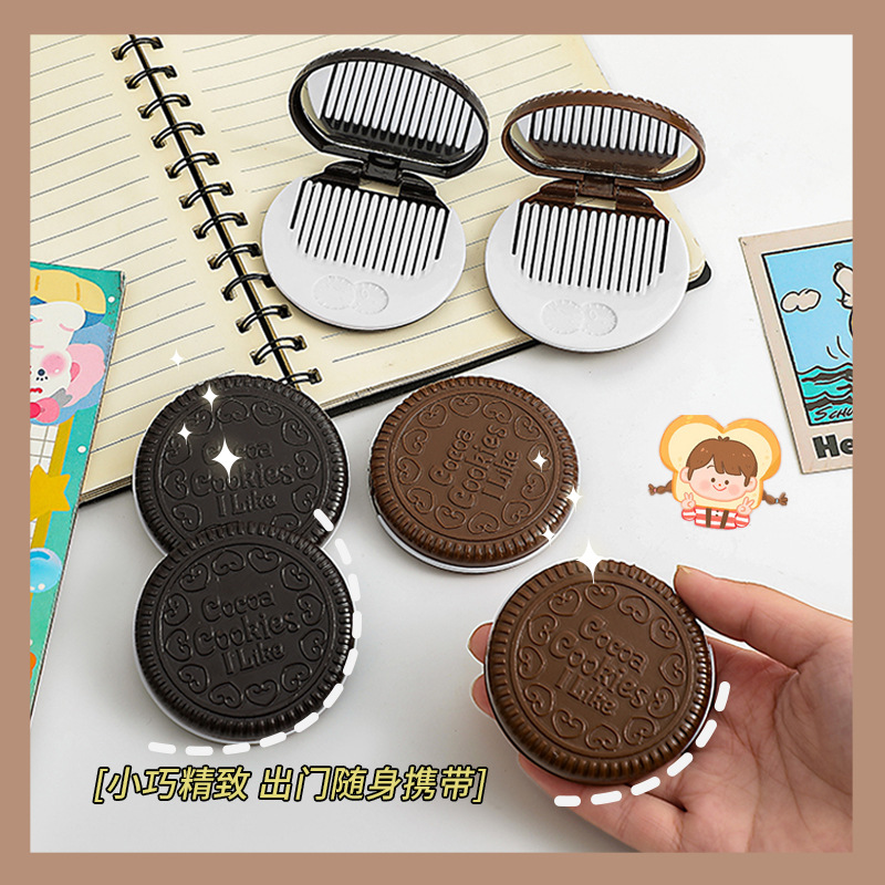 ミニポータブルミラー かわいいチョコレートクッキーミラー ポータブル