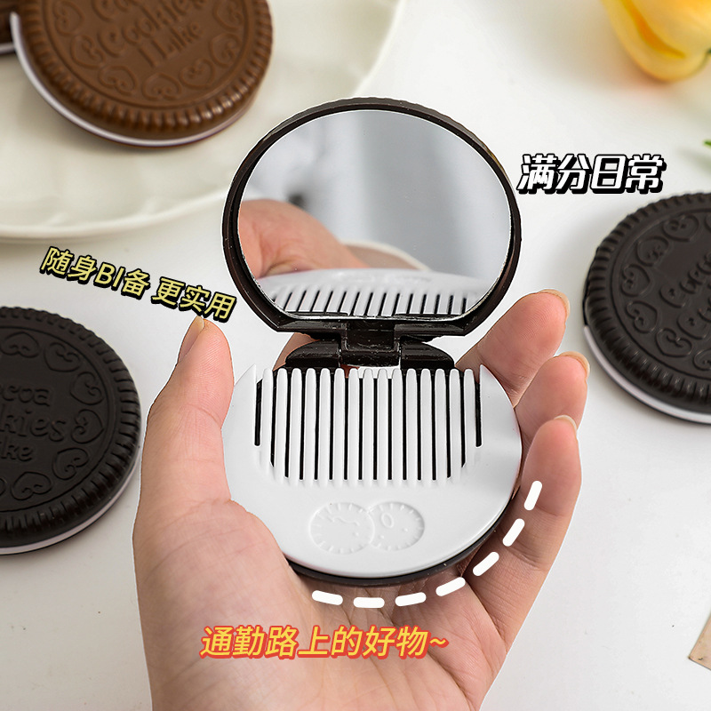 ミニポータブルミラー かわいいチョコレートクッキーミラー ポータブル