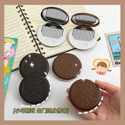 ミニポータブルミラー かわいいチョコレートクッキーミラー ポータブルミラー ミニ折りたたみ化粧鏡