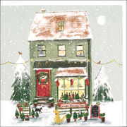グリーティングカード クリスマス「赤い扉の花屋」 メッセージカード