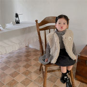 韓国子供服子供用ベストジャケット冬の新型子供服ストライプのボトムシャツベストセット