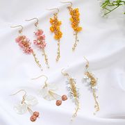 ファッションイヤリングかわいいイヤリング甘い花のタッセルイヤリング淡水真珠のイヤリング気質長い耳のフ