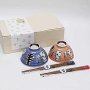 日本製 made in japan 箸&茶碗 ペアギフト4点セット おとぼけ猫 019093