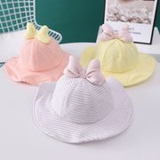 かわいい ボウハット 夏の薄 日よけ帽 子供の帽子 韓国のファッションバケットハット
