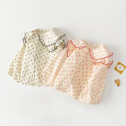 女の子韓国版小さな花の丸首長袖シャツ2022春スタイルの女の赤ちゃんかわいいシャツ