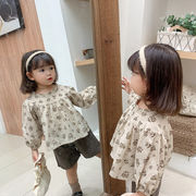 【2022春新作】韓国風子供服 ベビー服 　女の子　花柄　カジュアル　長袖　トップス　Tシャツ