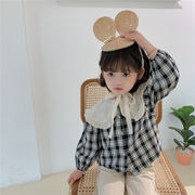 かわいいレースチェック柄 ジャケット 子供用シャツ ファッション韓国の子供服