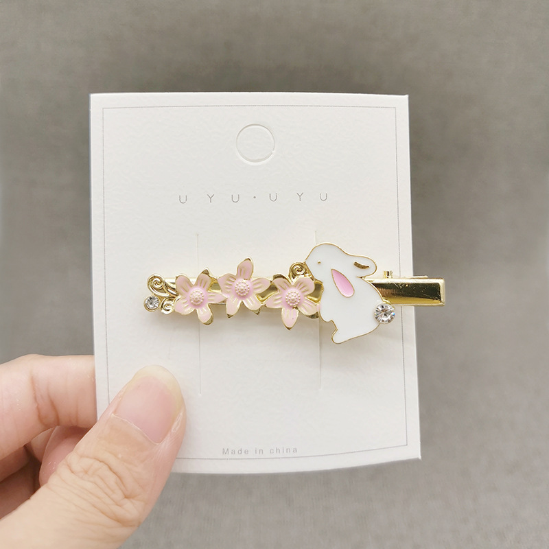 1個 桜 ウサギ ヘアクリップ ミニ 髪飾り 髪留め ダッカール