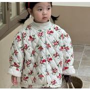 冬新作　韓国風子供服   可愛い  コート   裹起毛   花柄   暖かい服    トップス  ファッション