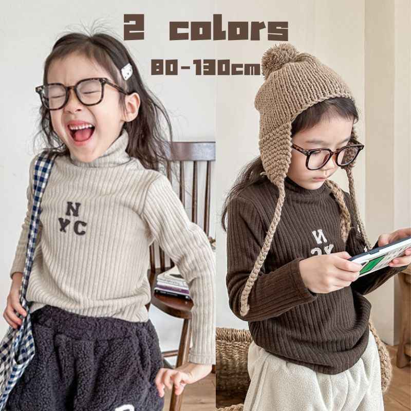 ★Girls★　子供ニットTシャツ　80~130cm　ハイネックキッズインナー　韓国キッズファッション