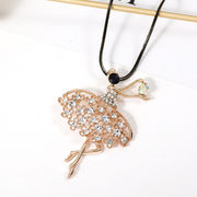 クリスタル バレエ少女 ネックレス ロングネックレス  ゴールドのバレエアクセサリー