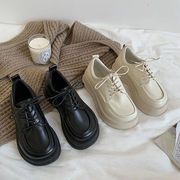 女性の厚底レースアップ小さな革の靴新しいスタイル日本のレトロな英国スタイル