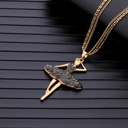 2色 バレエネックレス バレエを踊る女の子 ネックレス ファッションバレエアクセサリー