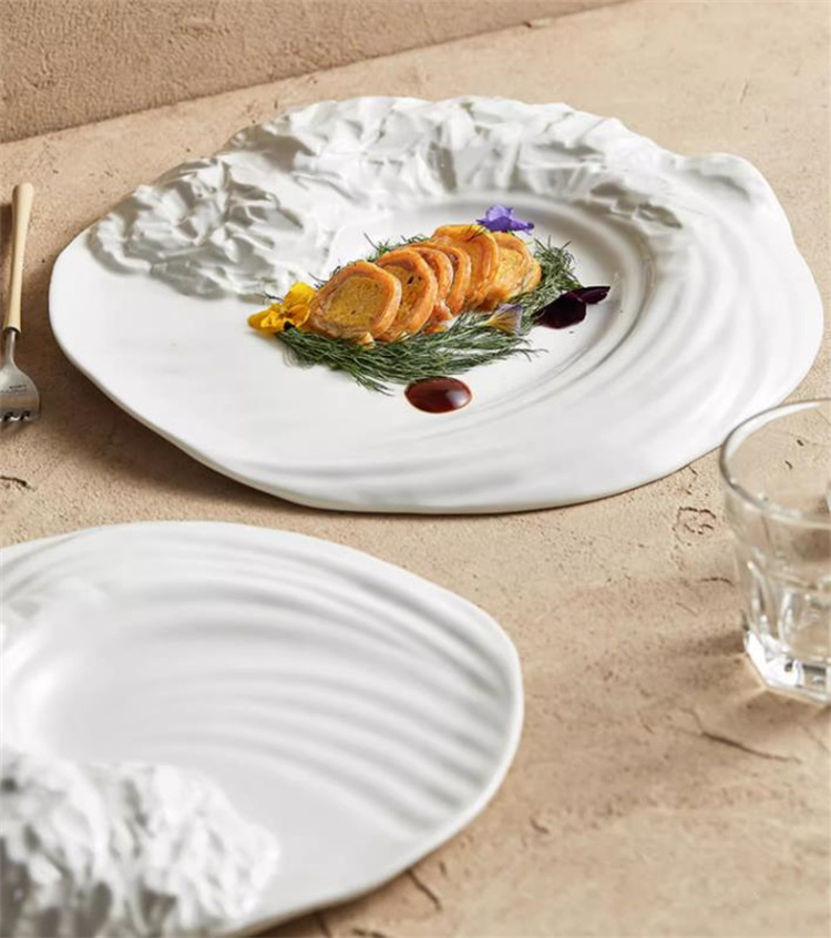 海外セレブ人気商品 おしゃれ INSスタイル 冷菜皿 撮影道具 洋食皿 平皿 業務用 異形 盛り付け 陶磁器皿