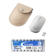 エレコム BlueLEDマウス薄型無線4ボタンポーチ付ホワイト + アルカリ乾電