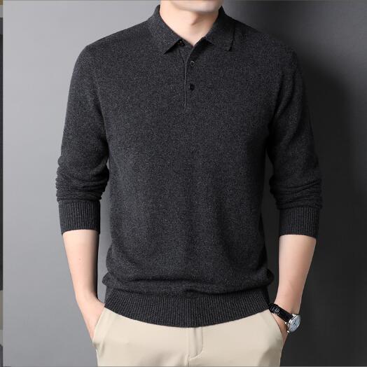 カーディガン メンズ ラペルシャツ カジュアルシャツ 暖かい 中年 厚く ウール 秋冬セーター
