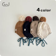 ★全4色★　子供帽子　可愛いポンポンニットキャップ　秋冬アイテム　韓国キッズファッション